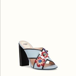 Fendi Flowerland Heels - Gray/Blue